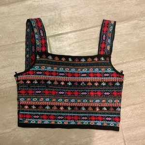 Beaded Zara Knit Crop Top Sleeveless Sz S
